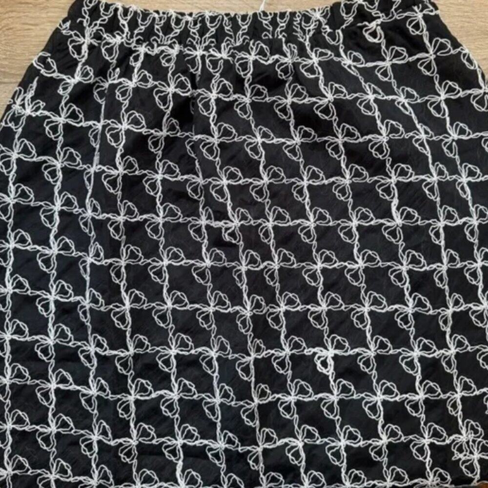 NWT Lisa Says Gah Molly Skirt in Bows Ribbons Black White XS/S Oversized - Picture 4 of 7